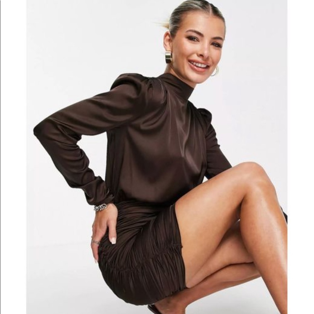 ASOS Chocolate Brown Satin Dress